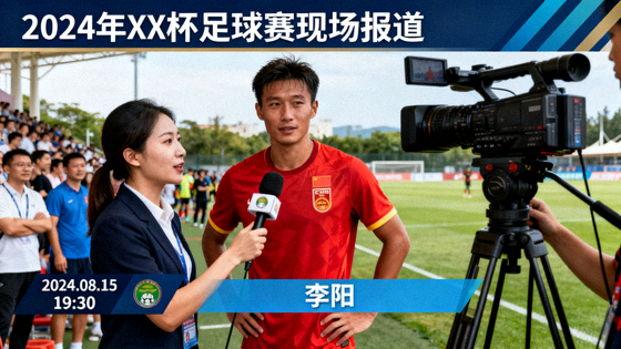 体育新闻资讯场景，赛事现场采访与报道画面